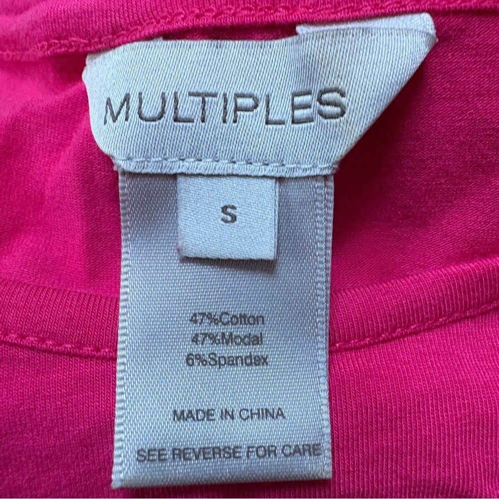 Multiples Hot Pink Long Sleeve Tunic Top Small - Picture 3 of 3